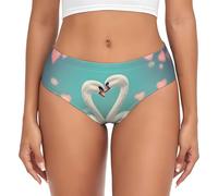 WBQLSL Tangas estampadas The Swan in Love para mujer, suaves, transpirables, de alta elasticidad, cobertura completa que abraza la cadera, Negro, S