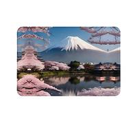 WBQLSL Tapete absorbente de bienvenida de 16 x 24 pulgadas, monte Fuji a principios de primavera, tapete protector extra duradero para exteriores, tapete lavable para puerta de entrada, baño y hogar