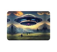 WBQLSL Tapete absorbente de bienvenida de 16 x 24 pulgadas, UFO Landing al aire libre, tapete protector extra duradero, tapete lavable para puerta de entrada, baño y hogar