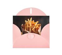 WBQLSL Tarjetas con patrón rosa de patatas fritas francesas, perfectas para el día de San Valentín y aniversarios, expresando amor y bendiciones