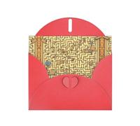 WBQLSL Tarjetas navideñas rojas del laberinto del tesoro, perfectas para cumpleaños, bodas y tarjetas de Navidad