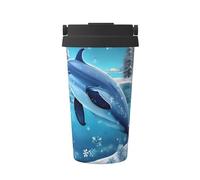 WBQLSL Taza de café estampada Winter the Dolphin - Temperatura constante de 24 horas, taza de agua ligera para deportes de viaje