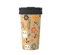 WBQLSL Taza de café impresa Cat in the Bush, temperatura constante de 24 horas, taza de agua ligera para deportes de viaje