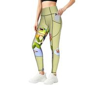 WBQLSL The Funny Frog Doing Yoga - Pantalones de yoga con bolsillo para mujer, leggings elásticos suaves de cintura alta para entrenamiento, gimnasio, uso diario, Negro, XL-5XL