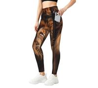 WBQLSL The Lion's Gaze - Pantalones de yoga con bolsillo para mujer, leggings elásticos suaves de cintura alta para entrenamiento, gimnasio, uso diario, Negro, L-5XL