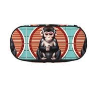 WBQLSL The Silent Monkey - Bolsa de almacenamiento para artículos de papelería, diseño de cuadrícula múltiple, portátil, para estudiantes