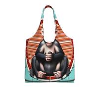 WBQLSL The Silent Monkey - Bolsa de hombro estampada para bolsas de lona resistentes, bolsas de compras, color negro, talla única