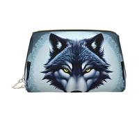 WBQLSL The Silent Monkey - Bolsa de maquillaje de piel adecuada para llevar cosméticos contigo, Cabeza de lobo feroz, Talla única
