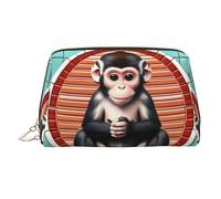 WBQLSL The Silent Monkey - Bolsa de maquillaje de piel adecuada para llevar cosméticos contigo, El mono silencioso, Talla única