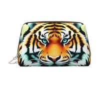 WBQLSL The Silent Monkey - Bolsa de maquillaje de piel adecuada para llevar cosméticos contigo, Little Fat Tiger Head, Talla única
