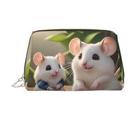 WBQLSL The Silent Monkey - Bolsa de maquillaje de piel adecuada para llevar cosméticos contigo, Ratas madre e hijo, Talla única