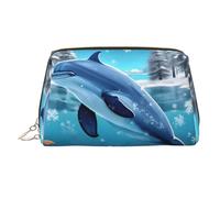 WBQLSL The Silent Monkey - Bolsa de maquillaje de piel adecuada para llevar cosméticos contigo, Winter the Dolphin, Talla única