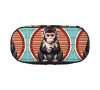 WBQLSL The Silent Monkey - Estuche con diseño de mono múltiple, apto para guardar artículos de papelería de oficina en el campus, Black, Talla única, Estuche de belleza