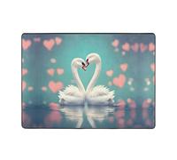 WBQLSL The Swan in Love - Alfombra de franela resistente a las manchas, 80 x 58 pulgadas, tapete de tela para decoración del hogar, dormitorio, oficina