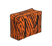 WBQLSL Tiger Print - Bolsa de almacenamiento portátil, talla única, color naranja y negro, poliéster, con cremallera, 53 x 40 x 23 cm, plegable con asas reforzadas