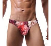 WBQLSL Traje de baño deportivo de playa con estampado de flores divertidas, sexy para hombre, elástico y cómodo, Negro, XL