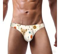 WBQLSL Traje de baño deportivo de playa con estampado de gato, sexy bikini para hombre, elástico y cómodo, Negro, L