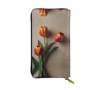 WBQLSL Tulips - Elegante cartera de cuero de 7.4 x 4.13 pulgadas de largo, monedero con cremallera, práctica cartera de viaje para dinero en efectivo