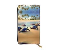 WBQLSL Turtles on the Beach - Cartera de piel con cremallera (19 x 10,4 cm, 10,4 cm de largo, múltiples compartimentos y gran capacidad, un buen regalo para los amigos)