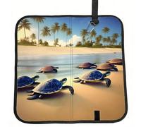 WBQLSL Turtles on the Beach - Cojín de asiento plegable portátil para estadio con mosquetón para camping, senderismo, picnic, playa