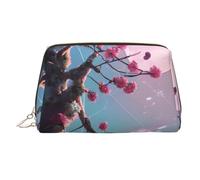 WBQLSL UFO Landing - Bolsa de maquillaje de piel adecuada para llevar cosméticos contigo, Pequeñas flores rosadas, Talla única