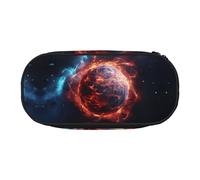WBQLSL Un meteorito en llamas Bolsa de lápices de gran capacidad, bolsa de almacenamiento de papelería de partición multicapa, suministros de oficina de aprendizaje unisex