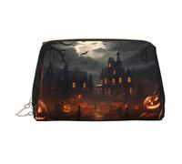 WBQLSL Una bolsa de maquillaje de piel plateada adecuada para llevar cosméticos contigo, La víspera de Todos los Santos, Talla única