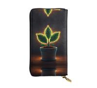 WBQLSL Una elegante cartera de cuero con diseño de dibujos animados de plantas brillantes, monedero de 7.4 x 4.13 pulgadas de largo con cremallera, práctica cartera de viaje para dinero en efectivo