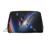 WBQLSL Una fascinante bolsa de maquillaje de cuero del universo, bolsa de almacenamiento de maquillaje portátil de gran capacidad, bolsa de viaje con bolsa de maquillaje de bolsillo