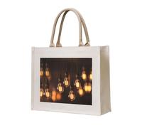 WBQLSL Una fila de bombillas. La bolsa de lona impresa se puede utilizar para almacenamiento, picnic, playa, piscina y otras escenas.