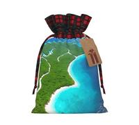 WBQLSL Una isla en el océano bolsa de regalo con cordón, bolsa de decoración de suministros de fiesta de Navidad, bolsa de regalo de arpillera de Navidad de 8.3 x 11.8 pulgadas