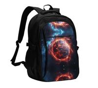 WBQLSL Una robusta mochila USB de ciervo adecuada para profesionales de negocios como mochila de trabajo, Un meteorito en llamas, Talla única