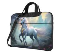 WBQLSL Unicorns on the Run - Bolso cruzado y maletín para laptop, fácil de llevar para viajes de negocios y trabajo, Black, 14 inch