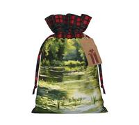 WBQLSL Water Lilies in the Pond - Bolsillo de flores impresas de 8.3 x 11.8 pulgadas, bolsa de regalo para decoración de fiestas navideñas, bolsa de almacenamiento de dulces