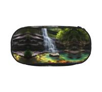 WBQLSL Waterfall Views - Bolsa de almacenamiento de papelería impresa, estuche de múltiples capas para lápices portátil para estudiantes