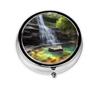 WBQLSL Waterfall Views - Mini botiquín con tres compartimentos, pequeño y redondo, portátil