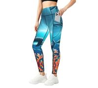 WBQLSL Whales Under the Sea - Pantalones de yoga con bolsillo para mujer, leggings elásticos suaves de cintura alta para entrenamiento, gimnasio, uso diario, Negro, 3XL-5XL