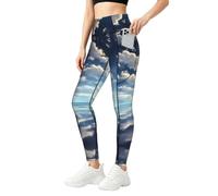 WBQLSL White Clouds Over the Sea - Pantalones de yoga con bolsillo para mujer, leggings elásticos suaves de cintura alta para entrenamiento, gimnasio, uso diario, Negro, XL-5XL