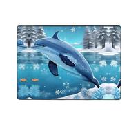 WBQLSL Winter The Dolphin - Alfombra de franela resistente a las manchas, 80 x 58 pulgadas, tapete de tela para decoración del hogar, dormitorio, oficina