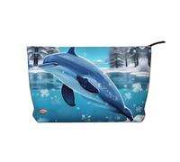 WBQLSL Winter the Dolphin - Neceser de pana, bolsa de almacenamiento de viaje, puede contener lápiz labial, polvo y otros cosméticos, color negro, talla única