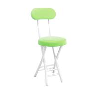 WBQYIMF Taburete plegable con respaldo, acolchado de cuero, redondo, portátil, plegable, para cocina, color verde