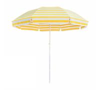 WBQYIPD Sombrilla de playa a rayas blancas y amarillas for jardín al aire libre, protección UV, ligera, ajustable, redonda, for balcón y piscina.(200cm/6.6ft)