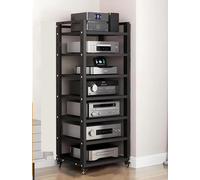 WBRSybUK Soporte Hi-Fi con Ruedas - Gabinete De Audio Resistente 4/5/6/7 Niveles, Moderno Estante Rodante For DVD, Altavoces Y Sistemas, Torre For El Hogar(Black,7-Tier)