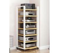 WBRSybUK Soporte Hi-Fi con Ruedas - Gabinete De Audio Resistente 4/5/6/7 Niveles, Moderno Estante Rodante For DVD, Altavoces Y Sistemas, Torre For El Hogar(White,7-Tier)