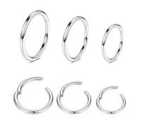 WBRWP Piercing de acero inoxidable 316L con bisagras, aro para la nariz: 20 G, 18 G, 16 G, 14 G, para mujeres y hombres, anillo de segmento para labio, hélice, cartílago, rook, diámetro de 6 mm, 8 mm