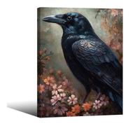 WBSTGUE Lienzo decorativo gótico con diseño de cuervos negros y cuervos oscuros de la Academia oscura, póster de pintura del cuervo de 12 x 16 pulgadas, enmarcado con diseño de cuervo victoriano de