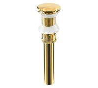 WBTAJZHY Tapón de desagüe emergente for Fregadero, tapón de desagüe emergente for Fregadero, botón pulsador, Orificio de desbordamiento de Cesta(Golden B)