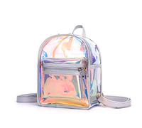 WBTY Mochila Transparente Holográfica para Mujer, Minimochila Transparente con Holograma de PVC, Bolso de Hombro, Mochila Diaria (Blanco)