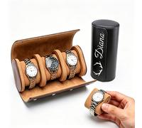 WBW Caja de reloj personalizada con Grabado de Nombre Caja de Viaje Portátil de Piel Regalo para Hombre o Mujer - Papá, Marido, Novio (Caja de reloj 3)