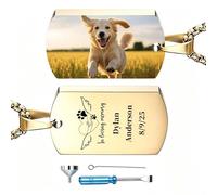 WBW Collar Urna Personalizado para Cenizas con Grabado de Foto y Nombre Collar Grabado a doble cara Acero Inoxidable Joyería con Cenizas para Perros, Gatoso Familiar Human (Modelo dorado)